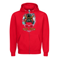Red nail tech life messy bun Zipper Hoodie - BarkalooDesign