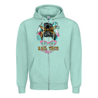 Seafoam nail tech life messy bun Zipper Hoodie - BarkalooDesign