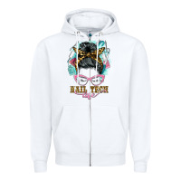 White nail tech life messy bun Zipper Hoodie - BarkalooDesign