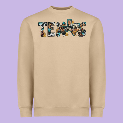 Texas Sunflower Cowhide Leopard Texas Map Heavyweight Sweatshirt Designed By Artiststas