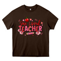 Chocolate Brown one loved teacher afro messy bun Heavy Core Tee - texasbilliewilder