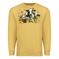 Antique Gold easter cows with chicks Premium Sweatshirt - AdoDesignShop
