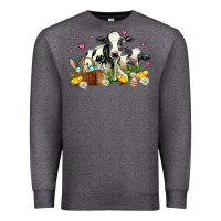 Charcoal Heather easter cows with chicks Premium Sweatshirt - AdoDesignShop