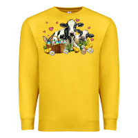Lemon easter cows with chicks Premium Sweatshirt - AdoDesignShop