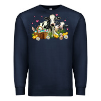 Navy easter cows with chicks Premium Sweatshirt - AdoDesignShop