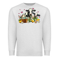 Oatmeal Heather easter cows with chicks Premium Sweatshirt - AdoDesignShop