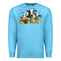Ocean Blue easter cows with chicks Premium Sweatshirt - AdoDesignShop