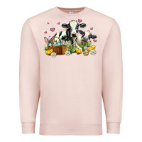 Pale Pink easter cows with chicks Premium Sweatshirt - AdoDesignShop
