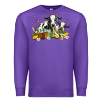 Purple easter cows with chicks Premium Sweatshirt - AdoDesignShop