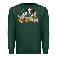 Sports Green easter cows with chicks Premium Sweatshirt - AdoDesignShop