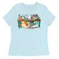 Baby Blue Dog coffee cups Ladies Tee - HowdyJamesFarm