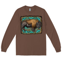 Chestnut bison with gemstone background Long Sleeve Tee - RanaPortraitStore