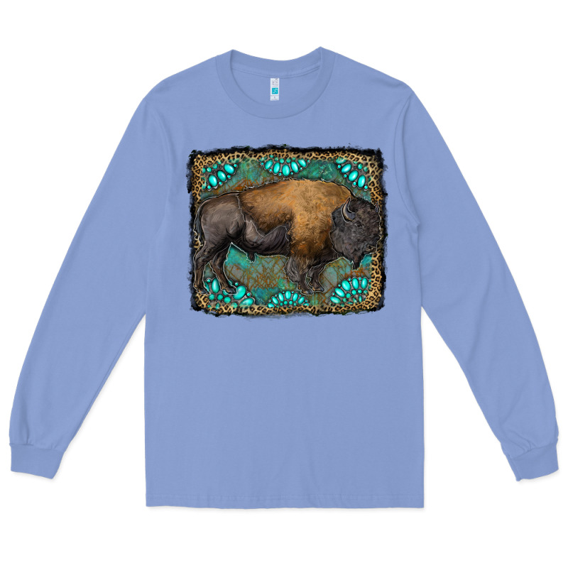 Bison With Gemstone Background Long Sleeve Tee by RanaPortraitStore | Teevron