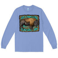 Colony Blue bison with gemstone background Long Sleeve Tee - RanaPortraitStore
