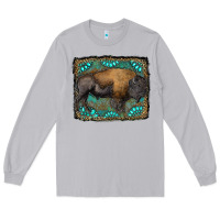 Moon Dust bison with gemstone background Long Sleeve Tee - RanaPortraitStore
