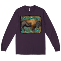 Plum bison with gemstone background Long Sleeve Tee - RanaPortraitStore