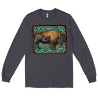 Smoke bison with gemstone background Long Sleeve Tee - RanaPortraitStore