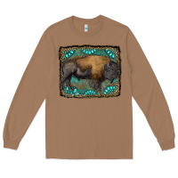Toasted Coconut bison with gemstone background Long Sleeve Tee - RanaPortraitStore