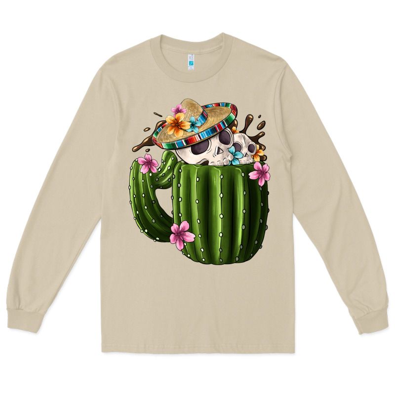 Day Of The Dead Mexican Cactus Long Sleeve Tee by FaDigitalArtStudio | Teevron