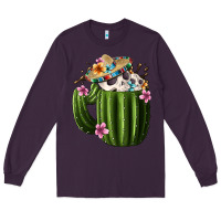 Plum Day Of The Dead Mexican Cactus Long Sleeve Tee - FaDigitalArtStudio