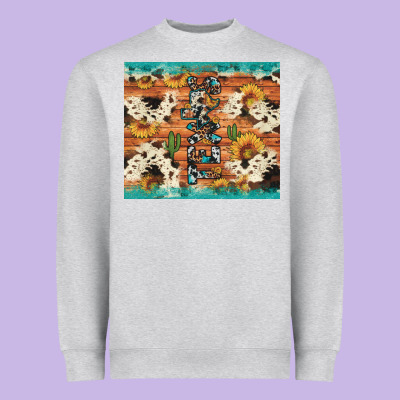 Texas Sunflower Cactus Cowhide Heavyweight Sweatshirt Designed By Artiststas