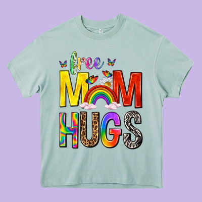 Free Mom Hugs With Butterflies Heavy Core Tee Designed By Texasbilliewilder
