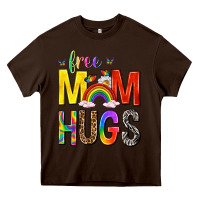 Chocolate Brown Free Mom Hugs with Butterflies Heavy Core Tee - texasbilliewilder
