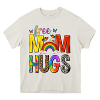 Cream Free Mom Hugs with Butterflies Heavy Core Tee - texasbilliewilder