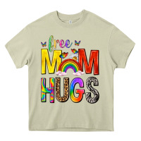 Mossy Free Mom Hugs with Butterflies Heavy Core Tee - texasbilliewilder