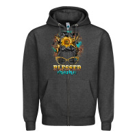 Charcoal Heather blessed mama messy bun Zipper Hoodie - BarkalooDesign