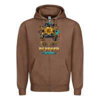 Chestnut blessed mama messy bun Zipper Hoodie - BarkalooDesign