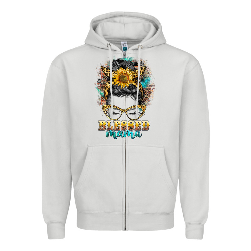 Blessed Mama Messy Bun Zipper Hoodie by BarkalooDesign | Teevron