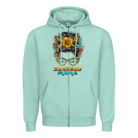 Seafoam blessed mama messy bun Zipper Hoodie - BarkalooDesign
