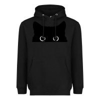 Black Peeking Cat Heavyweight Hoodie - maiPhamDesign
