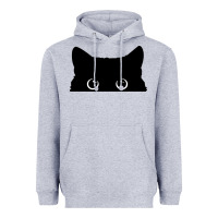 Heather Grey Peeking Cat Heavyweight Hoodie - maiPhamDesign