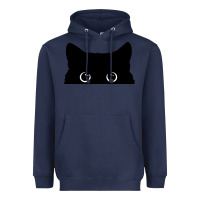 Navy Peeking Cat Heavyweight Hoodie - maiPhamDesign