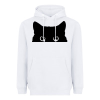 White Peeking Cat Heavyweight Hoodie - maiPhamDesign