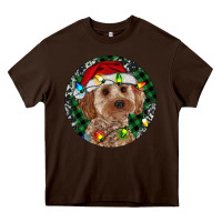 Chocolate Brown Cockapoo Christmas Heavy Core Tee - RanaPortraitStore