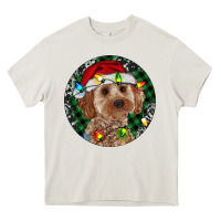 Cream Cockapoo Christmas Heavy Core Tee - RanaPortraitStore