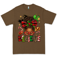 Cacao christmas believe afro messy bun Premium Tee - texasbilliewilder