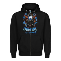 Black dental assistant messy bun Zipper Hoodie - BarkalooDesign
