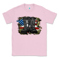 Bubblegum Pink american flag with army boots Classic Tee - RanaPortraitStore