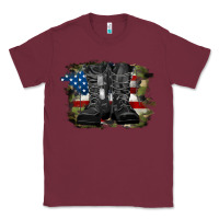 Burgundy american flag with army boots Classic Tee - RanaPortraitStore
