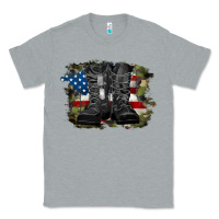 Heather Grey american flag with army boots Classic Tee - RanaPortraitStore
