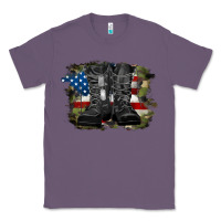 Lavender american flag with army boots Classic Tee - RanaPortraitStore