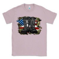 Lilac american flag with army boots Classic Tee - RanaPortraitStore