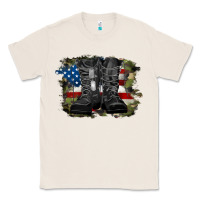 Natural american flag with army boots Classic Tee - RanaPortraitStore