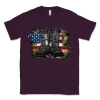 Plum american flag with army boots Classic Tee - RanaPortraitStore