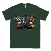 Sports Green american flag with army boots Classic Tee - RanaPortraitStore