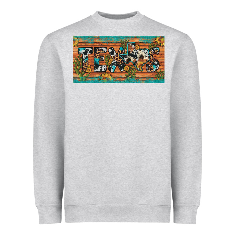 Texas Sunflower Cactus Cowhide Leopard Licence Plate Heavyweight Sweatshirt by Artiststas | Teevron